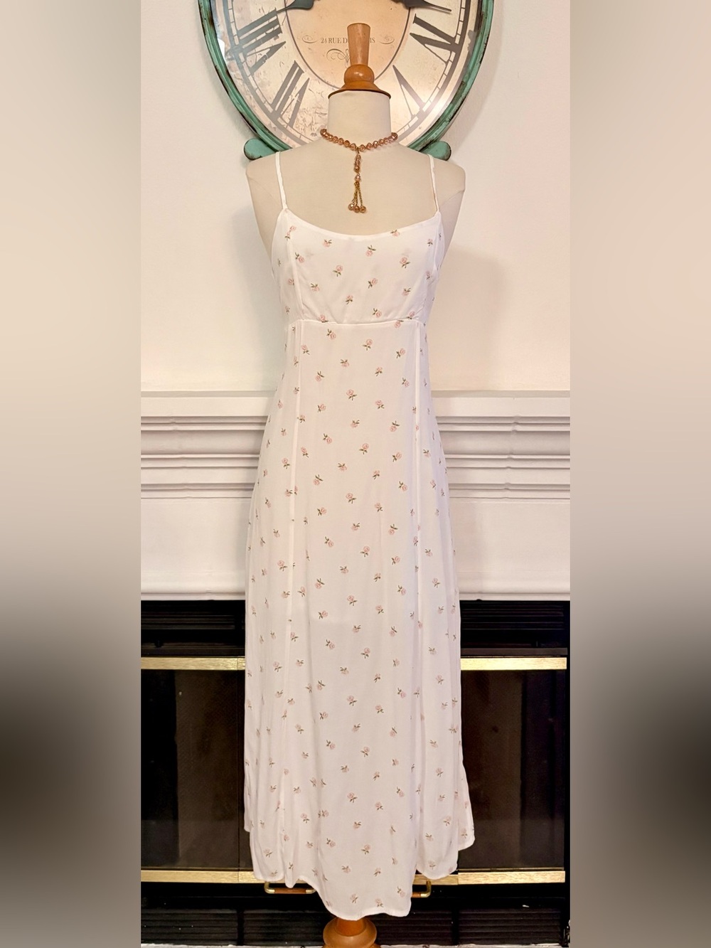Brandy Melville White Floral Slip Maxi Dress